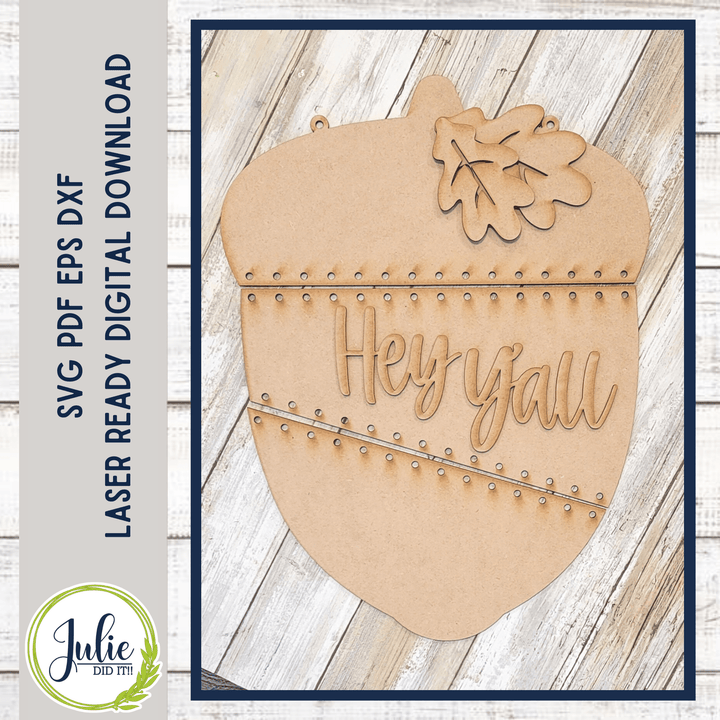 Julie Did It Studios Stitched Acorn Door Hanger
