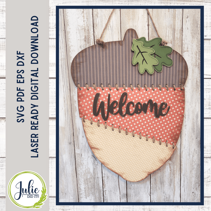 Julie Did It Studios Stitched Acorn Door Hanger