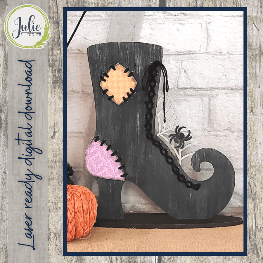 Julie Did It Studios Stitched Witch Boot Shelf Sitter