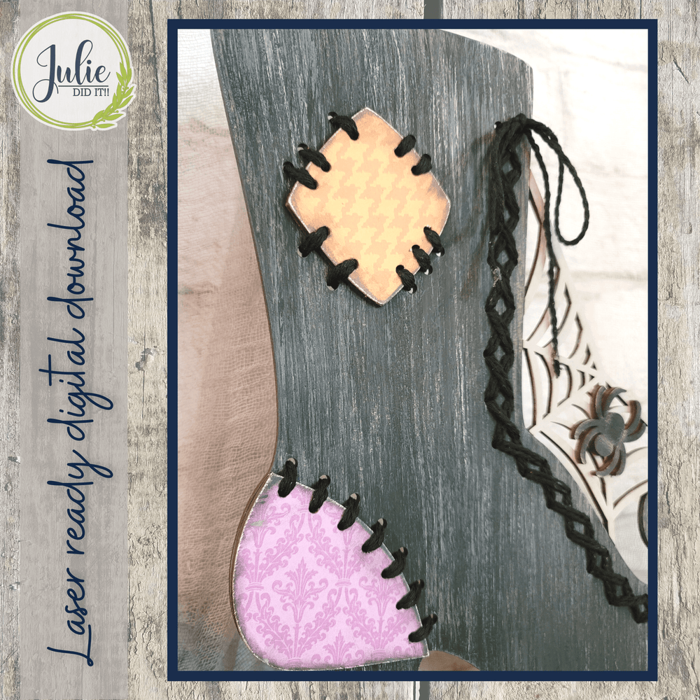 Julie Did It Studios Stitched Witch Boot Shelf Sitter