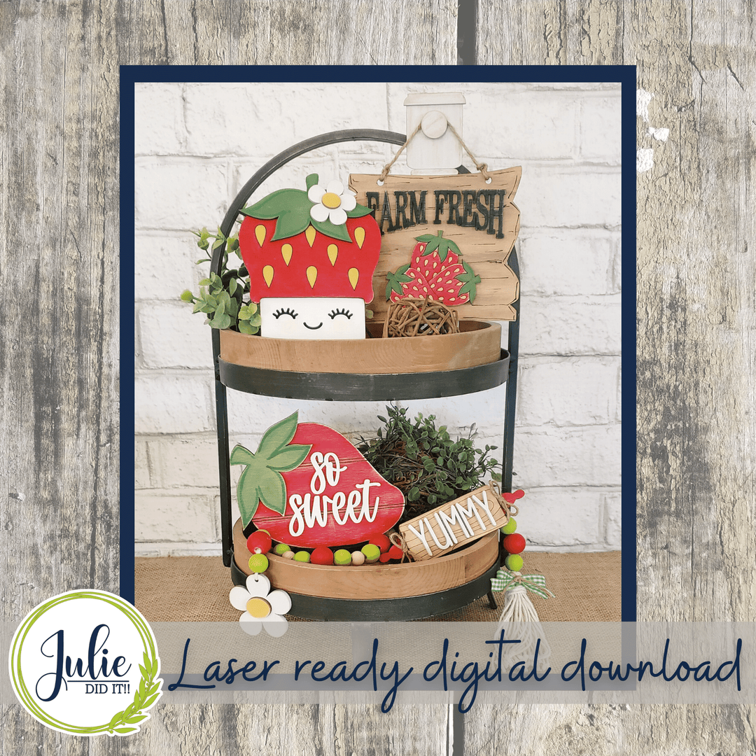 Julie Did It Studios Strawberry Tiered Tray - May 2022 Design Subscription