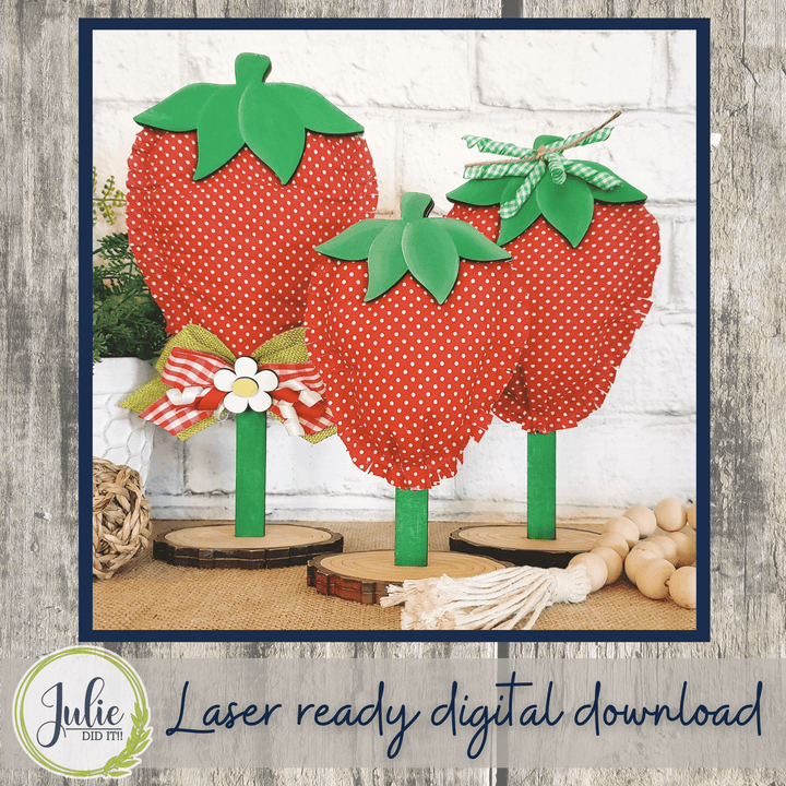 Julie Did It Studios Stuffed Strawberry Trio Shelf Sitters