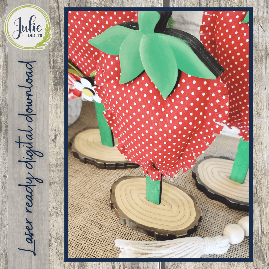 Julie Did It Studios Stuffed Strawberry Trio Shelf Sitters