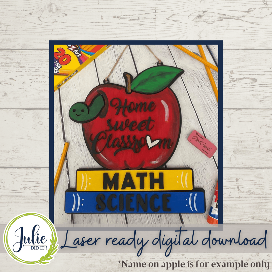 Julie Did It Studios Teacher Apple Door Hanger