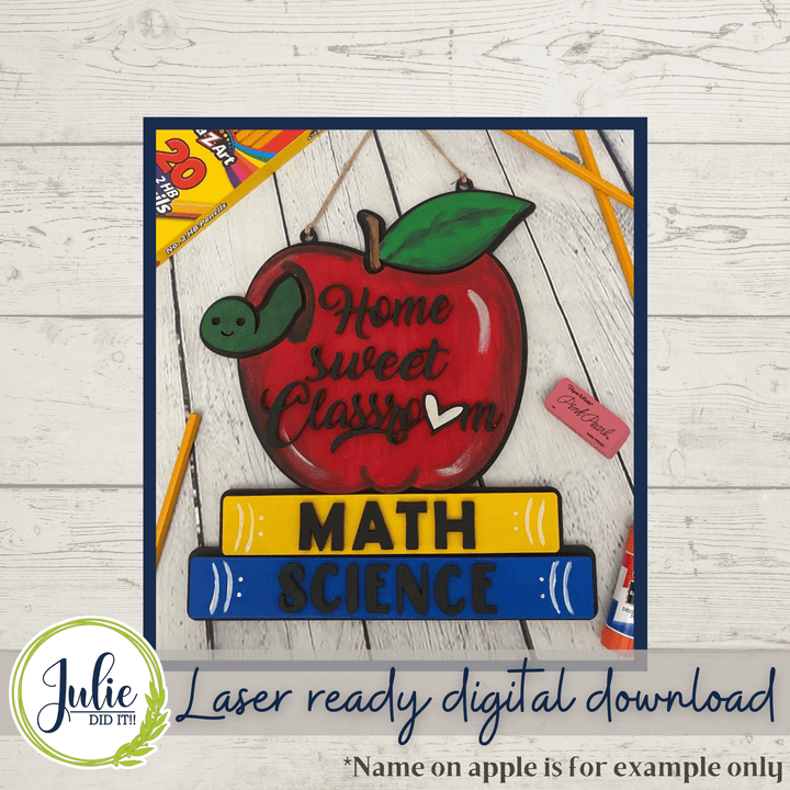 Julie Did It Studios Teacher Apple Door Hanger