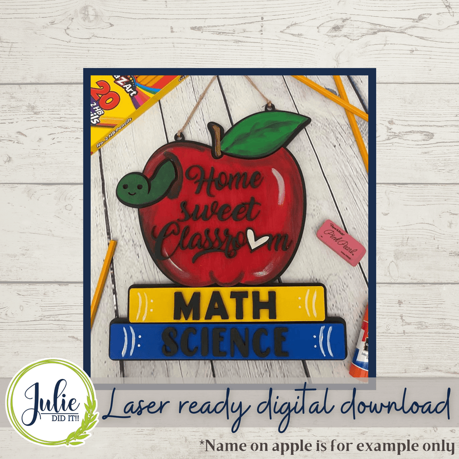 Julie Did It Studios Teacher Apple Door Hanger