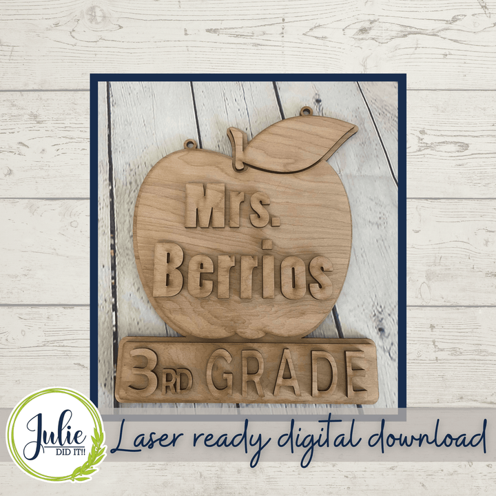 Julie Did It Studios Teacher Apple Door Hanger