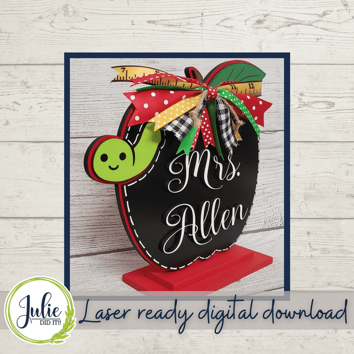Julie Did It Studios Teacher Apple Shelf Sitter