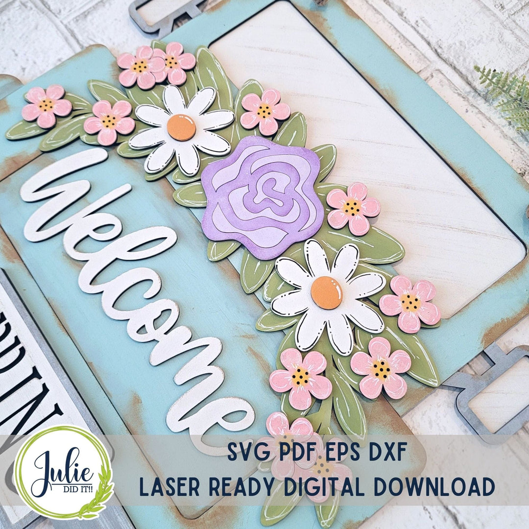 Julie Did It Studios Truck with Welcome Floral Door Hanger - March 2023 Design Studio