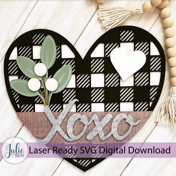 Julie Did It Studios Valentine Buffalo Plaid Heart
