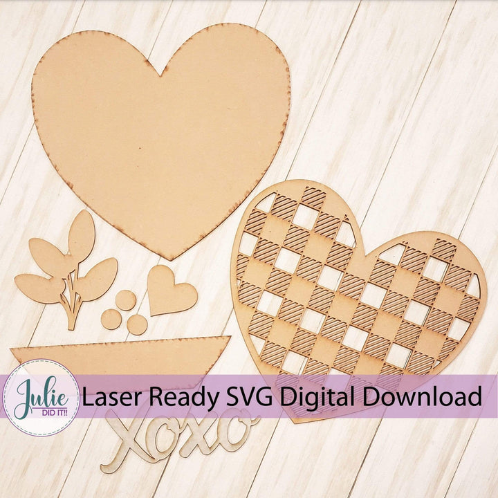 Julie Did It Studios Valentine Buffalo Plaid Heart