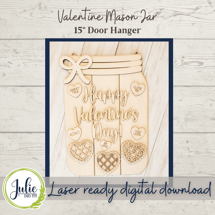 Julie Did It Studios Valentine Mason Jar - December 2021 SVG Subscription