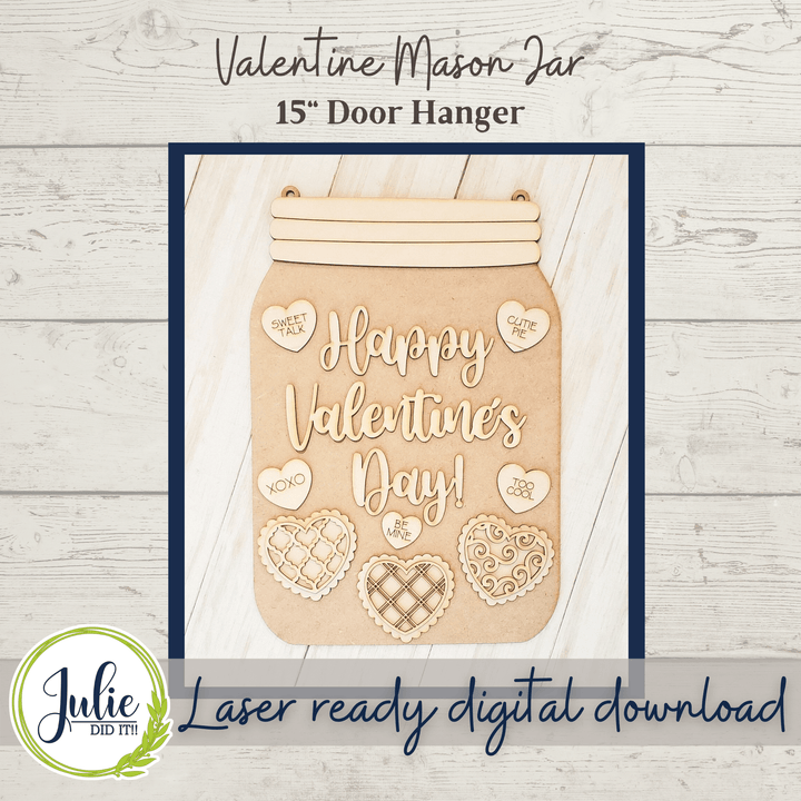 Julie Did It Studios Valentine Mason Jar - December 2021 SVG Subscription