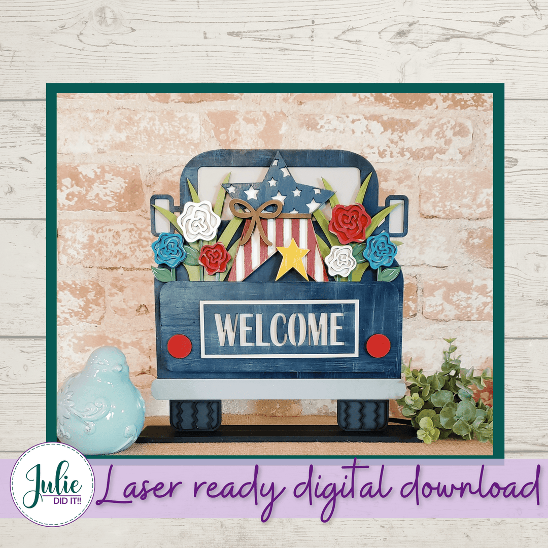 Julie Did It Studios window box SVG Digital Files with Branded Photos Rustic Truck Shelf Sitter (Compatible with the Window Box Inserts)