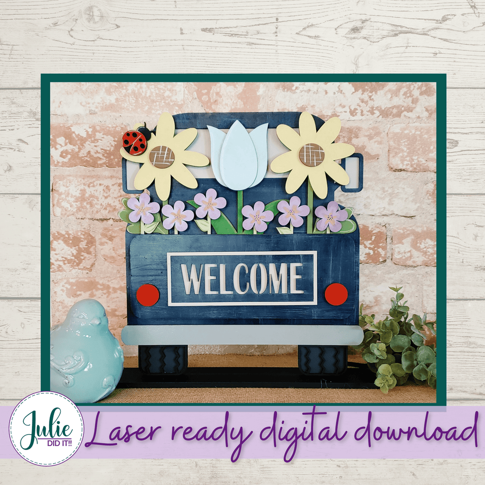 Julie Did It Studios window box SVG Rustic Truck Shelf Sitter (Compatible with the Window Box Inserts)