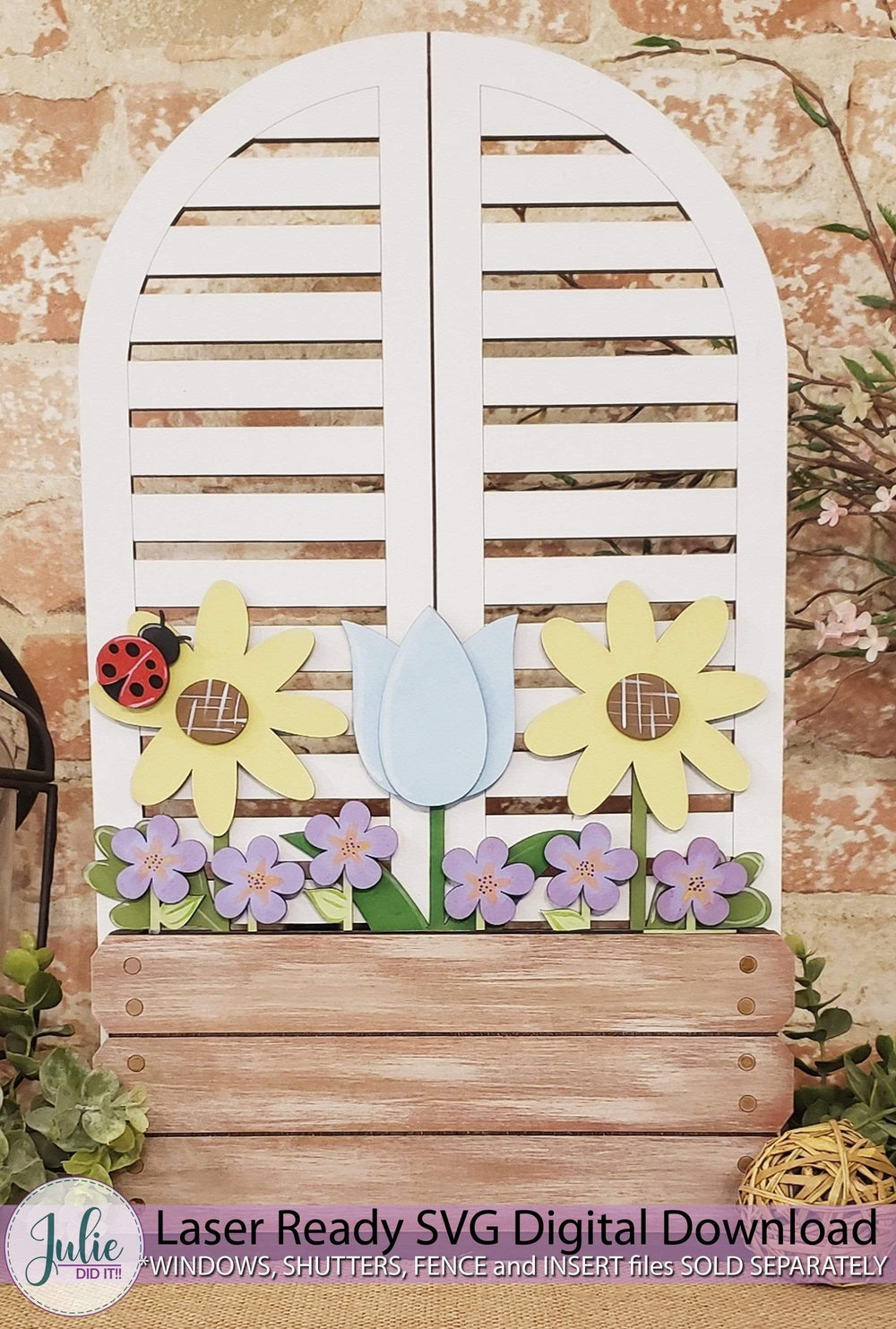 Julie Did It Studios window box SVG Shuttered Window Box Shelf Sitter