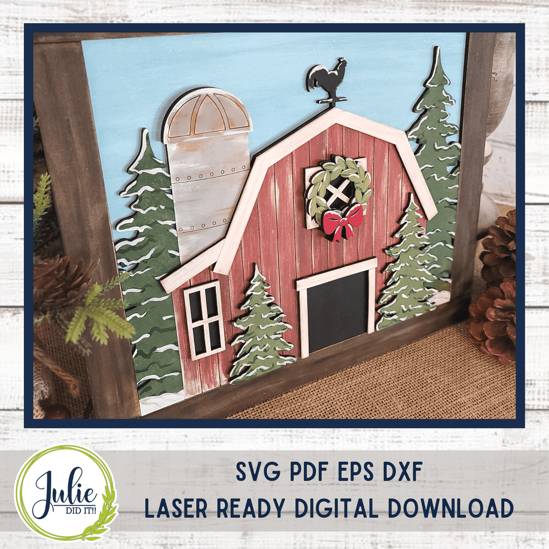 Julie Did It Studios Winter Barn Scene - November 2022 Design Studio