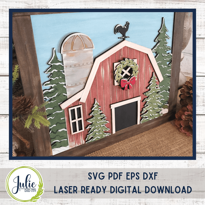Julie Did It Studios Winter Barn Scene - November 2022 Design Studio
