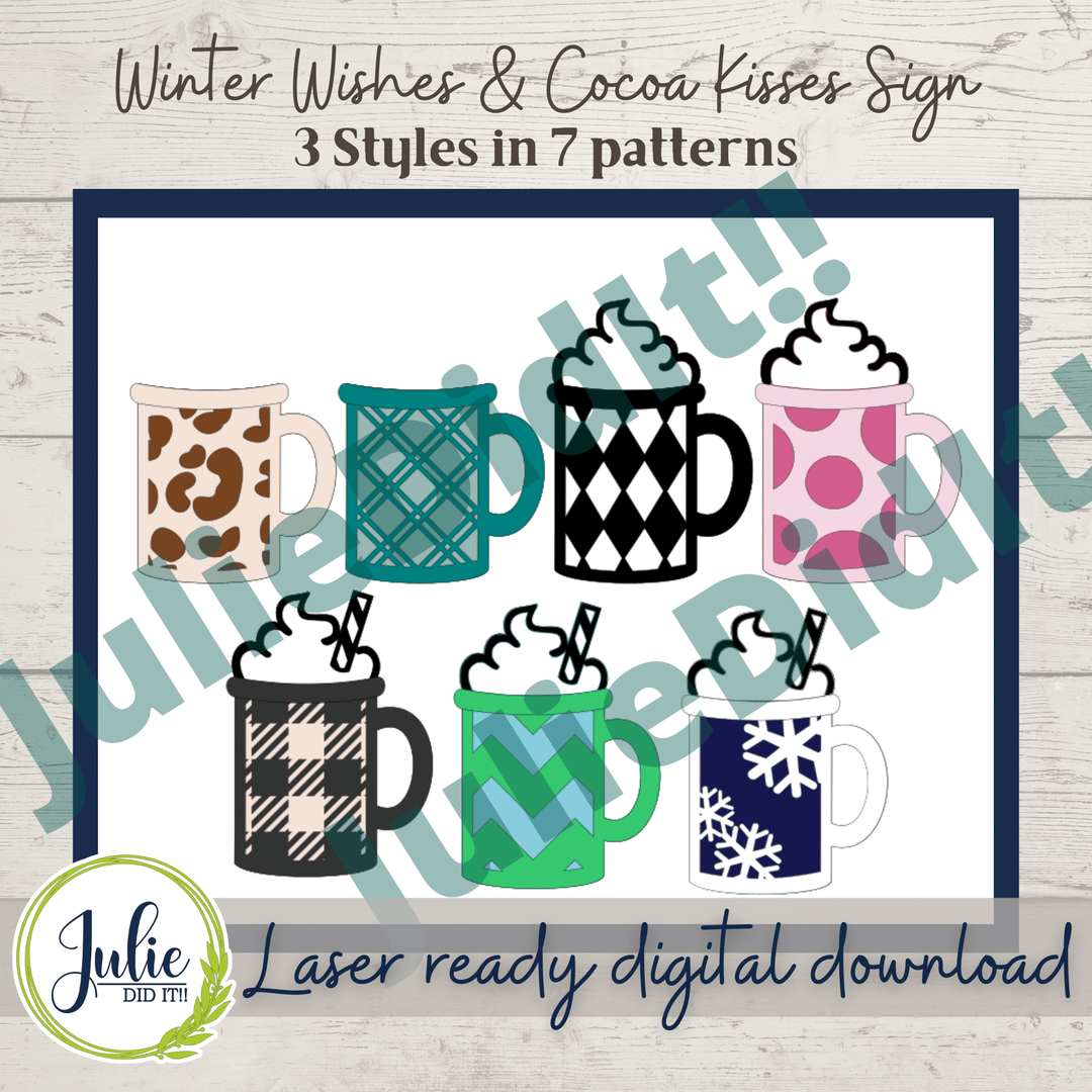 Julie Did It Studios Winter Wishes & Cocoa Kisses Sign - November 2021 SVG Subscription