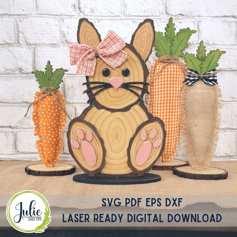 Julie Did It Studios Wood Slice Bunny Shelf Sitter - February 2023 Design Studio