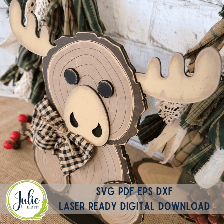 Julie Did It Studios Wood Slice Moose Shelf Sitter