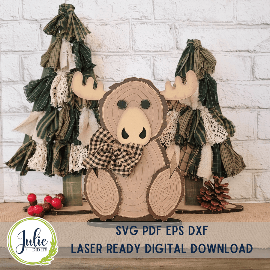 Julie Did It Studios Wood Slice Moose Shelf Sitter