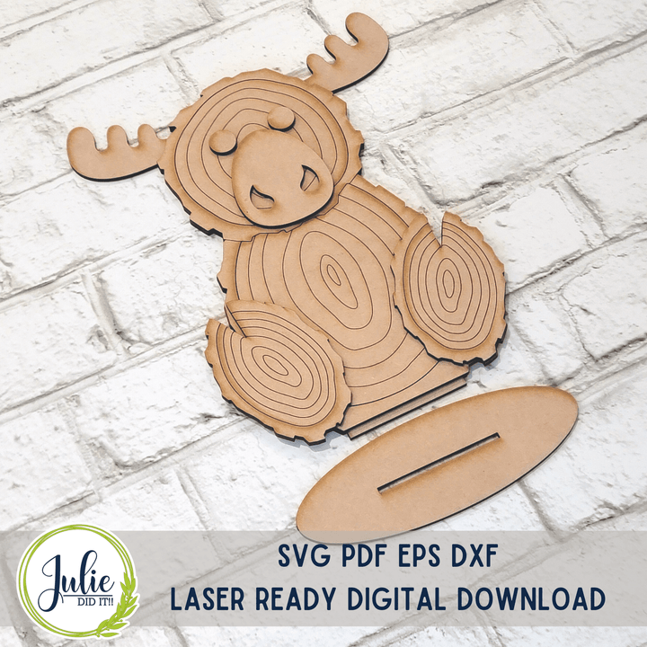 Julie Did It Studios Wood Slice Moose Shelf Sitter