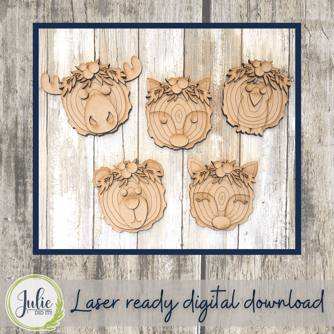 Julie Did It Studios Wood Slice Ornaments (Animals) - August 2022 Design Subscription