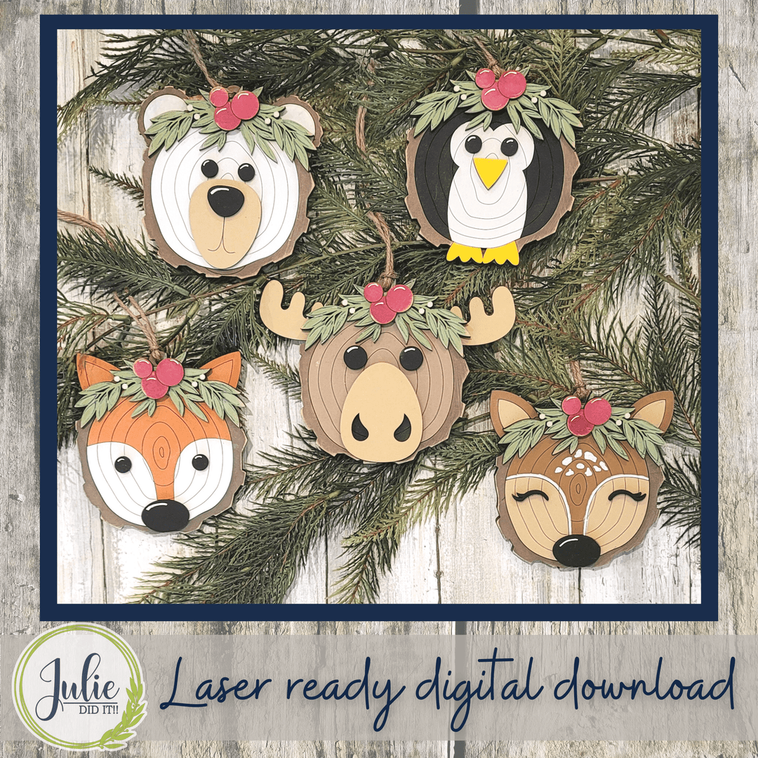 Julie Did It Studios Wood Slice Ornaments (Animals) - August 2022 Design Subscription