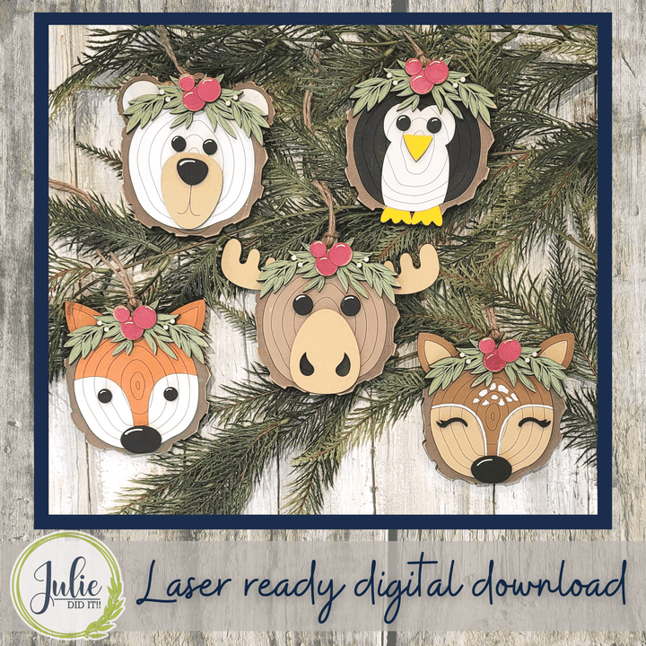 Julie Did It Studios Wood Slice Ornaments (Animals) - August 2022 Design Subscription