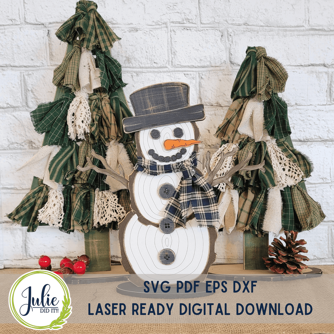 Wood Slice Snowman Shelf Sitter 10.75