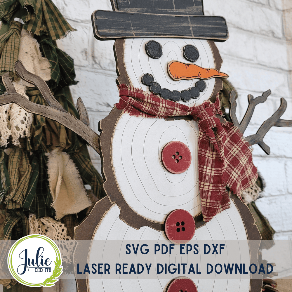 Julie Did It Studios Wood Slice Snowman Shelf Sitter (15.5" tall)