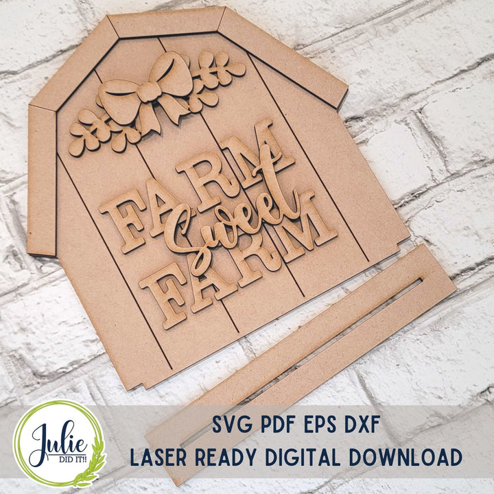 Julie Did It Studios "You Be the Maker" Box Kit - Barn "Farm Sweet Farm" Shelf Sitter - An April 2023 Design Studio Membership Exclusive File