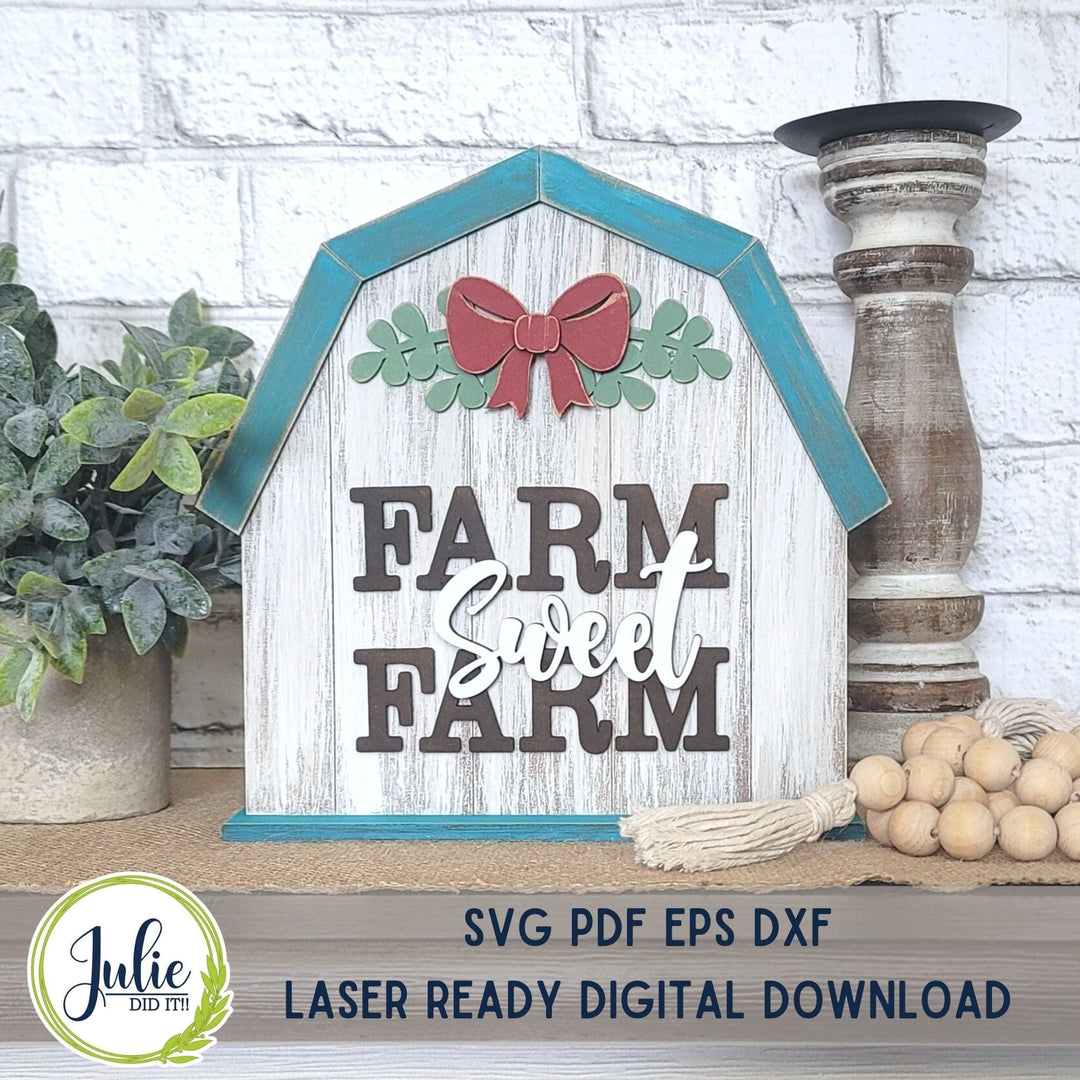 Julie Did It Studios "You Be the Maker" Box Kit - Barn "Farm Sweet Farm" Shelf Sitter - An April 2023 Design Studio Membership Exclusive File