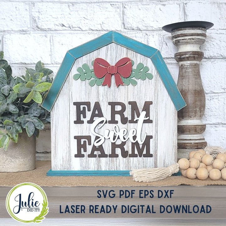 Julie Did It Studios "You Be the Maker" Box Kit - Barn "Farm Sweet Farm" Shelf Sitter - An April 2023 Design Studio Membership Exclusive File