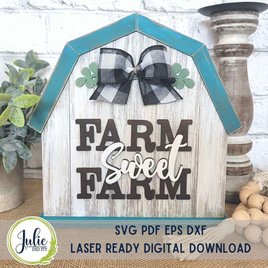 Julie Did It Studios "You Be the Maker" Box Kit - Barn "Farm Sweet Farm" Shelf Sitter - An April 2023 Design Studio Membership Exclusive File