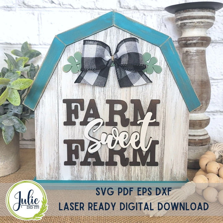 Julie Did It Studios "You Be the Maker" Box Kit - Barn "Farm Sweet Farm" Shelf Sitter - An April 2023 Design Studio Membership Exclusive File