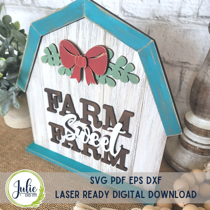Julie Did It Studios "You Be the Maker" Box Kit - Barn "Farm Sweet Farm" Shelf Sitter - An April 2023 Design Studio Membership Exclusive File