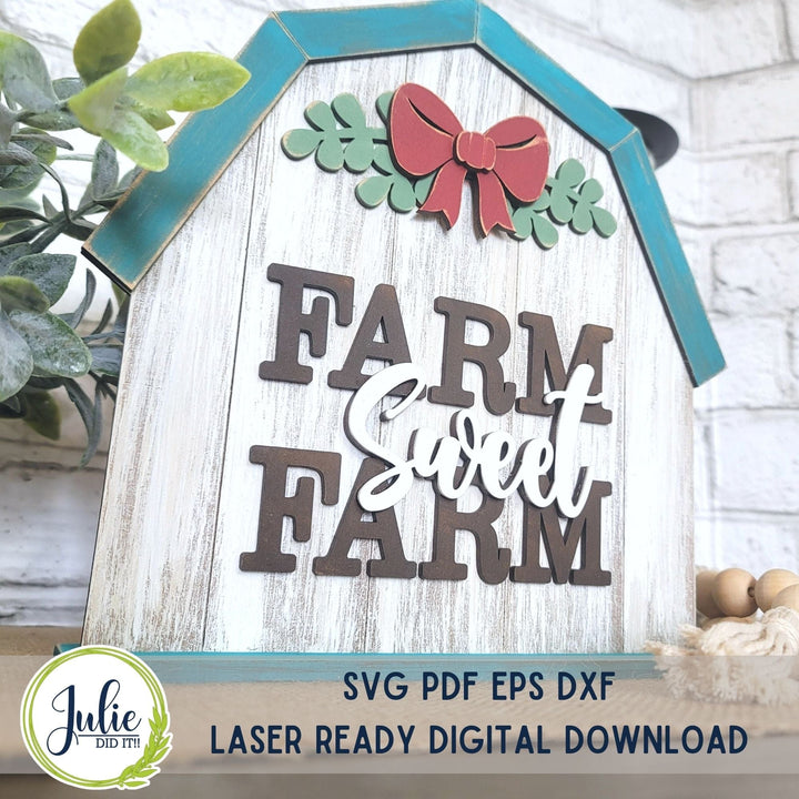 Julie Did It Studios "You Be the Maker" Box Kit - Barn "Farm Sweet Farm" Shelf Sitter - An April 2023 Design Studio Membership Exclusive File