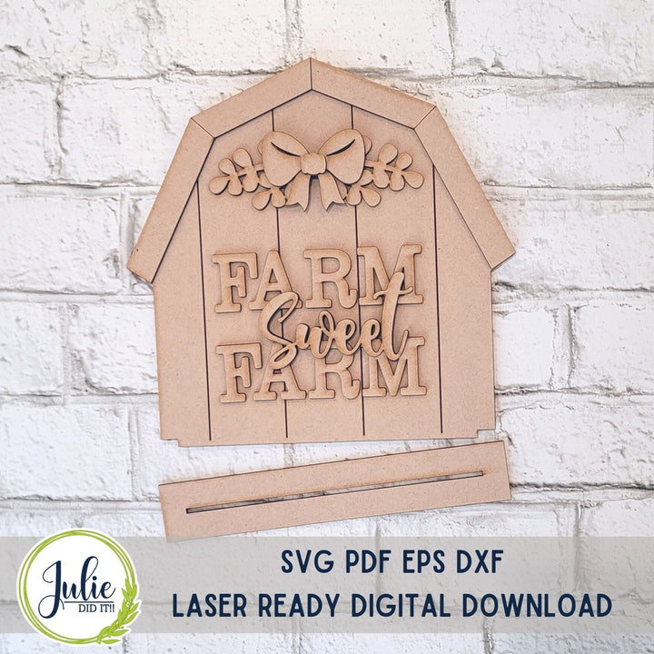 Julie Did It Studios "You Be the Maker" Box Kit - Barn "Farm Sweet Farm" Shelf Sitter - An April 2023 Design Studio Membership Exclusive File