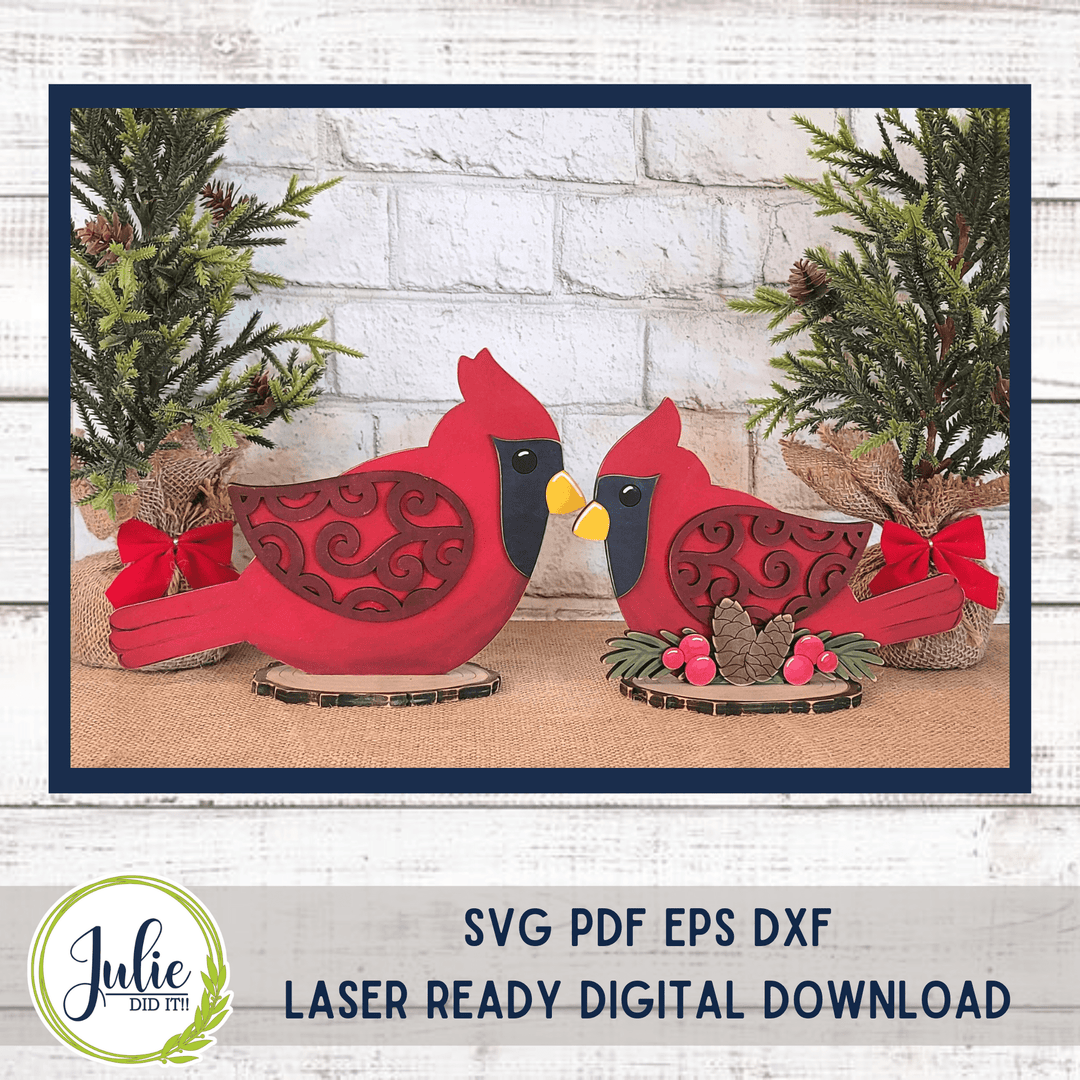 Julie Did It Studios "You Be the Maker" Box Kit - Cardinal Shelf Sitter (Pair) - A November 2022 Design Studio Membership Exclusive File