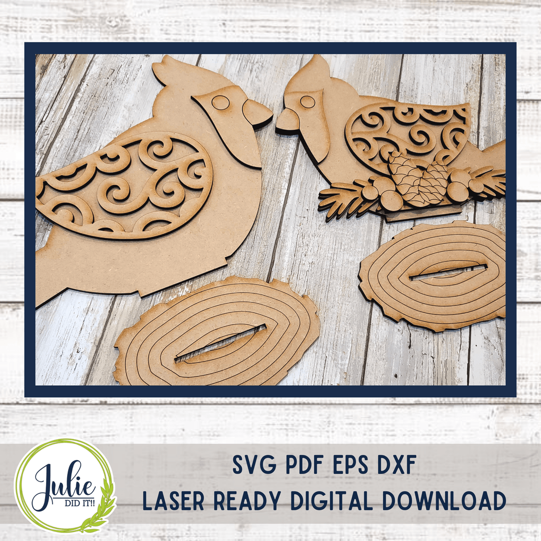 Julie Did It Studios "You Be the Maker" Box Kit - Cardinal Shelf Sitter (Pair) - A November 2022 Design Studio Membership Exclusive File