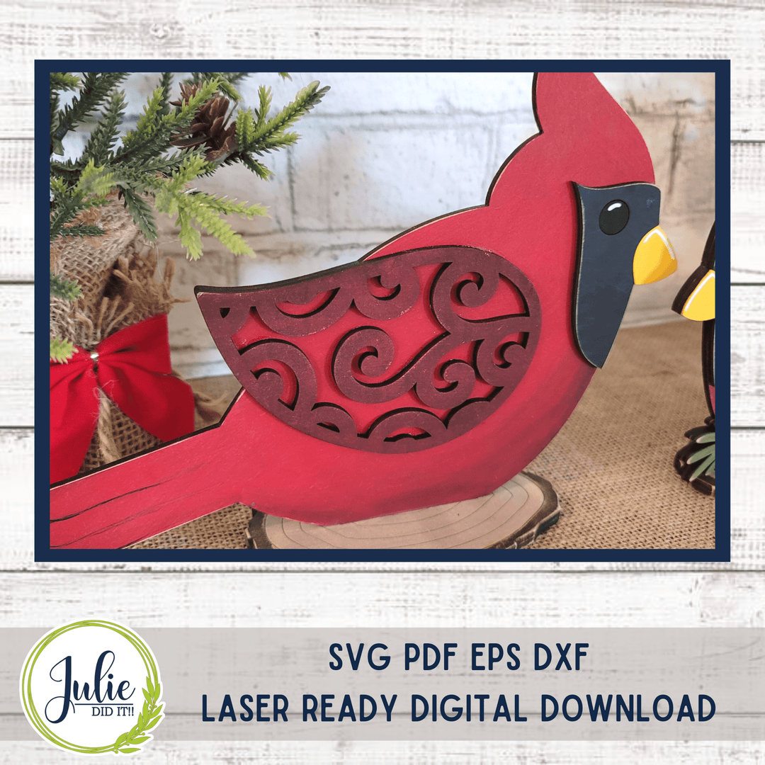 Julie Did It Studios "You Be the Maker" Box Kit - Cardinal Shelf Sitter (Pair) - A November 2022 Design Studio Membership Exclusive File