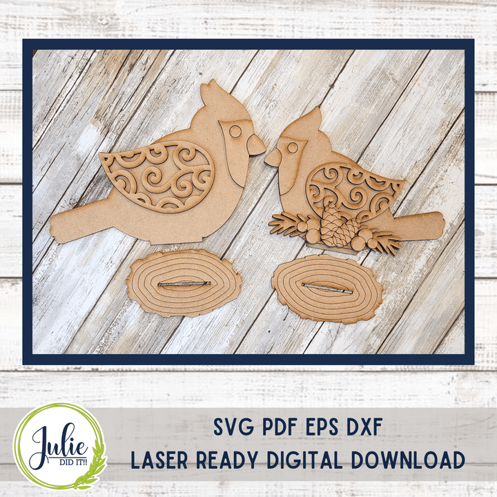 Julie Did It Studios "You Be the Maker" Box Kit - Cardinal Shelf Sitter (Pair) - A November 2022 Design Studio Membership Exclusive File
