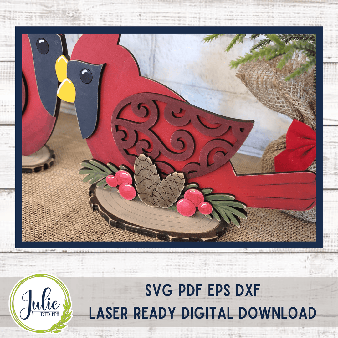 Julie Did It Studios "You Be the Maker" Box Kit - Cardinal Shelf Sitter (Pair) - A November 2022 Design Studio Membership Exclusive File