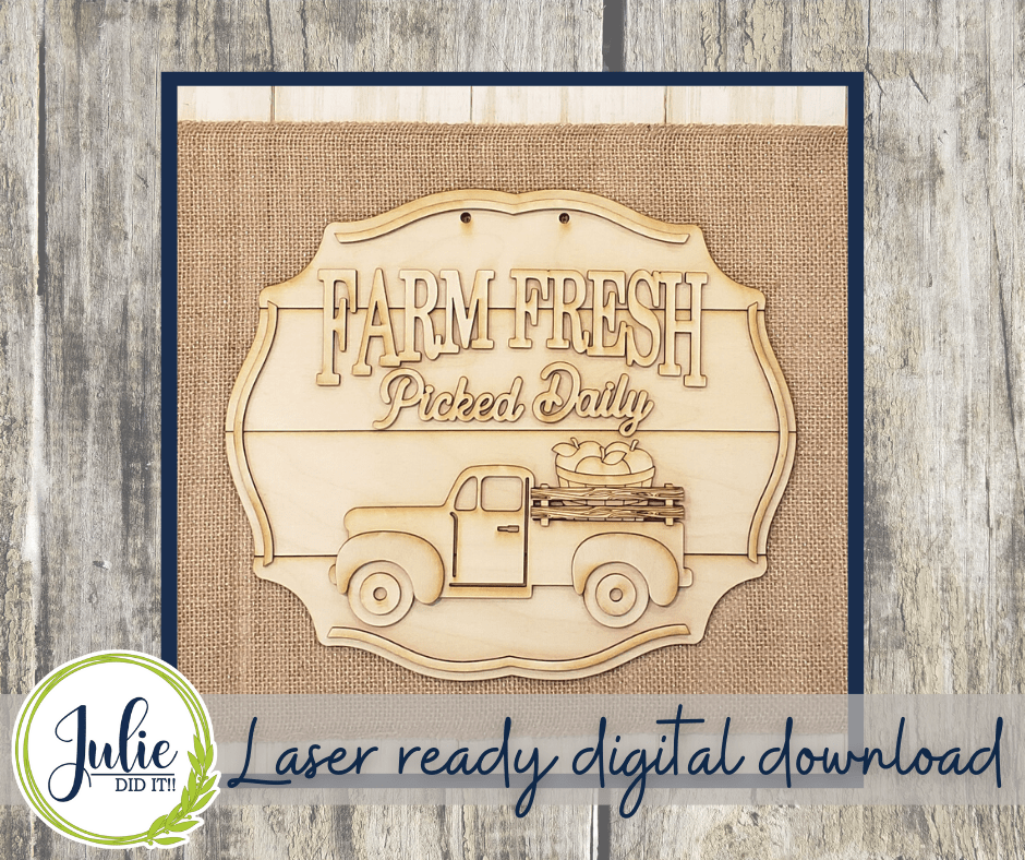Julie Did It Studios "You Be the Maker" Box Kit - Farm Fresh Apples Sign - A July 2022 Design Subscription Membership Exclusive File