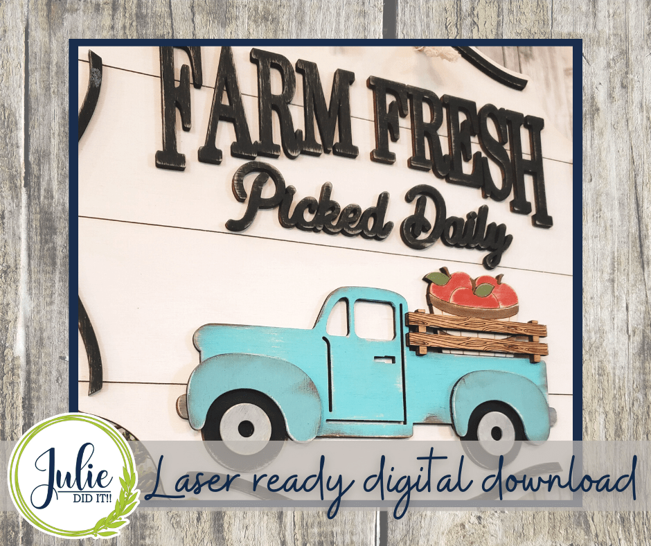 Julie Did It Studios "You Be the Maker" Box Kit - Farm Fresh Apples Sign - A July 2022 Design Subscription Membership Exclusive File