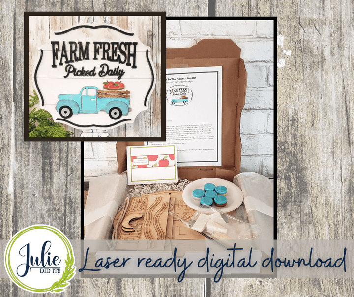 Julie Did It Studios "You Be the Maker" Box Kit - Farm Fresh Apples Sign - A July 2022 Design Subscription Membership Exclusive File