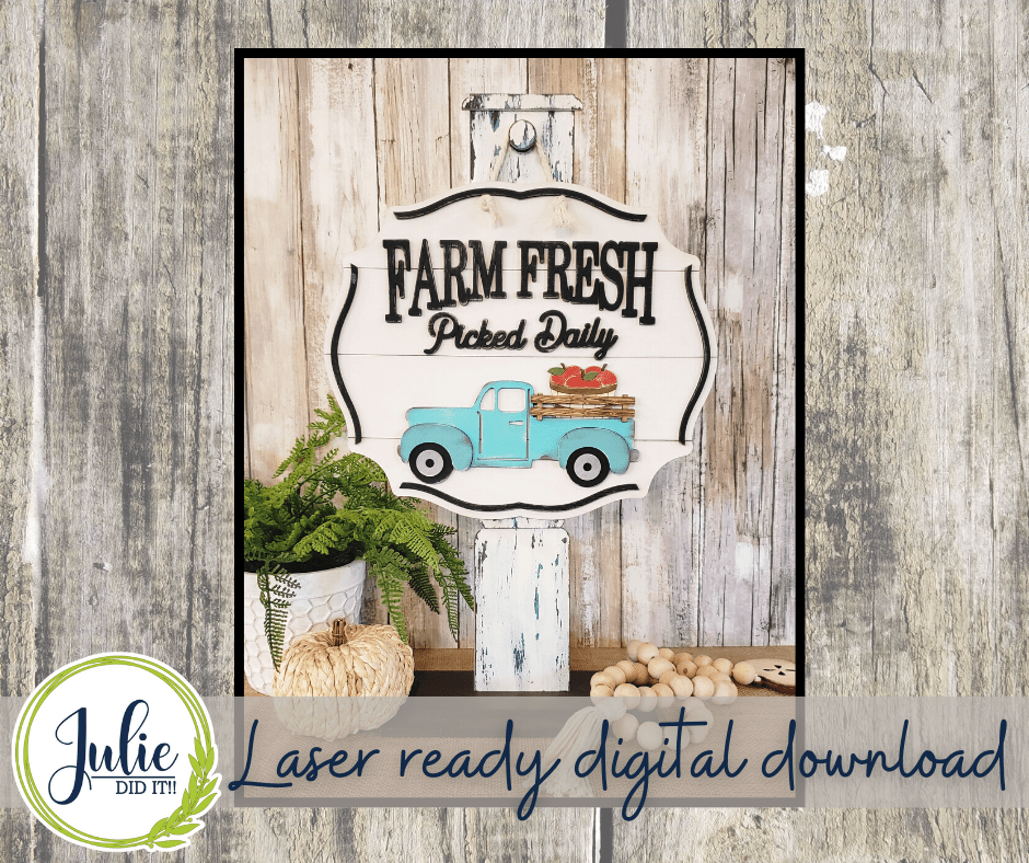 Julie Did It Studios "You Be the Maker" Box Kit - Farm Fresh Apples Sign - A July 2022 Design Subscription Membership Exclusive File