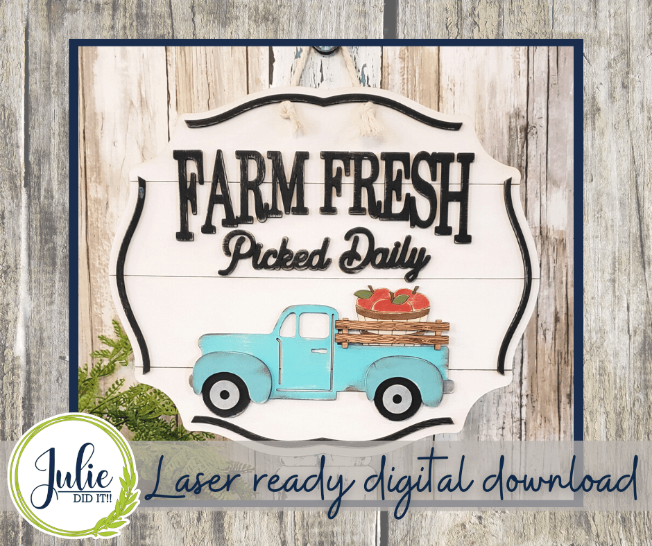 Julie Did It Studios "You Be the Maker" Box Kit - Farm Fresh Apples Sign - A July 2022 Design Subscription Membership Exclusive File